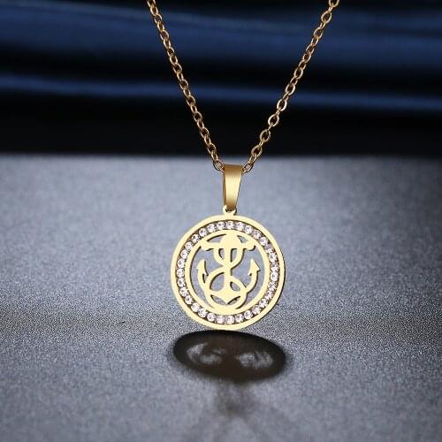 CACANA 316L Stainless Steel Pirate ship warship Necklace NEW Crystal Rhinestone Necklaces For Women Wedding Valentines Day