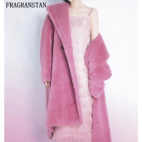 Winter Women Faux Fur Teddy Coat Solid Color Plus Size Warm Long Fur Coats Female Lapel Outerwear Brand Thick Fluffy Jacket Y645