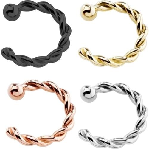 1 Piece Gold Silver Steel Titanium Fake Nose Ring Fake Septum Rings Piercing Body Jewelry Twisted Nose Hoop