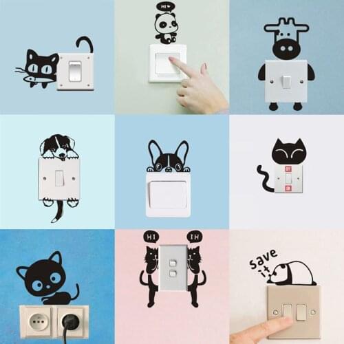 Different Funny animals Switch Sticker for kids rooms DIY Creative panda Wall Stickers Decal Bedroom Living Room#608