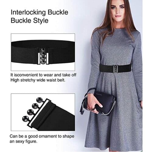2019 Wide Elastic Belt for Dress Women Stretch Wasit Belt hengreda Corset Waist by Fashion Metal Buckle for Skrit Shirt Pants