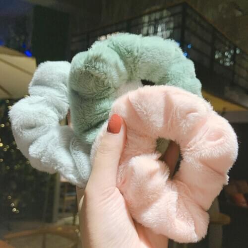 Multicolor Furry Scrunchy Large Intestine Hairy Elastic hair tie Ponytail Holder Hairband for women