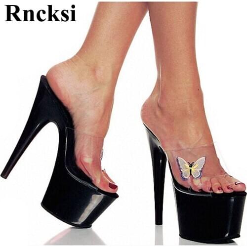 Rncksi Lady New Women Pole Dance Sexy Fashion 17cm High-Heeled Shoes Plus Size Slippers Shoes Hand Made High Heel Shoes