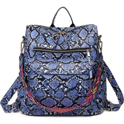 Cow Print PU Leather Women Shoulder Backpack Zebra Style Lady Fashion Color Strap Handbag Travel Crossbody Bag