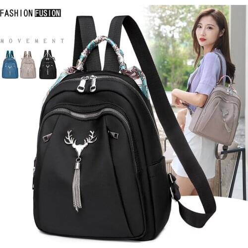 Tassels Backpack Women Anti Theft Bagpack Female High Quality Oxford Backpacks Casual Ladies Travel Rucksack Black Lady Backpack