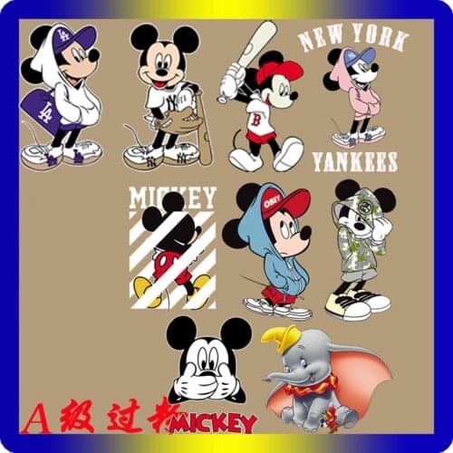 Mickey Minnie T-shirt stickers DIY Parent-child outfit washable Thermal transfer clothing stickers Homemade creative gifts