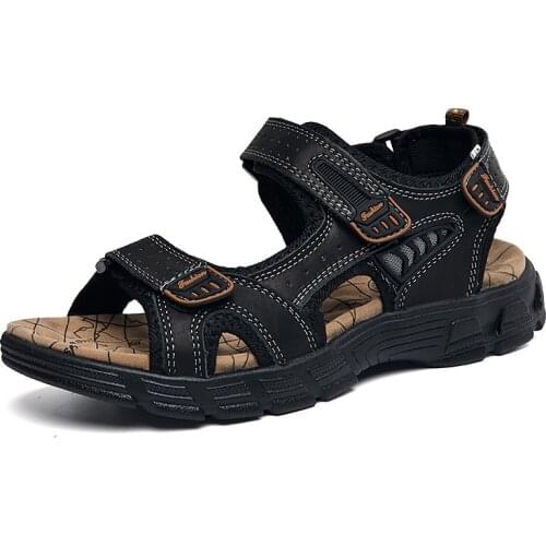Summer Sandals Genuine Leather Men Shoes Casual Sneakers Big Size New Soft Mens Sandals Leisure Outdoor Beach Shoes