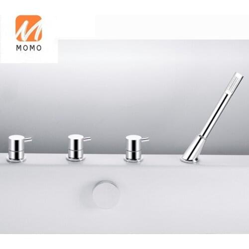 Modern deck mounted three hole bath shower mixer bathtub faucet with handle shower