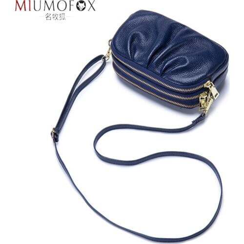 Brand Women Cloud Bag Soft Genuine Leather Madame Bag Three Layers of Zipper Shoulder Messenger Bag Fashion Handbag Day Clutches
