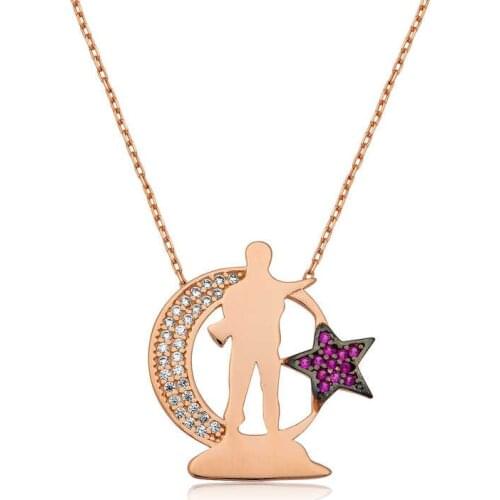 Tevuli 925 Sterling Silver Moon Star Soldier Lady Necklace