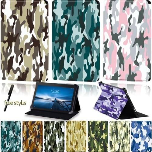 Universal Tablet Case for Lenovo Tab E7 /Tab E8 /Tab E10 Camouflage Pattern Series Four Corner Protection Stand Folding Case