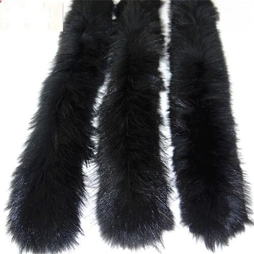 Black real raccoon fur collar 70CM*12CM piece