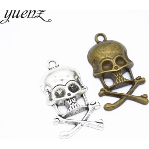 YuenZ 5pcs Metal skull charms pendants for jewelryl making 37*22mm F26
