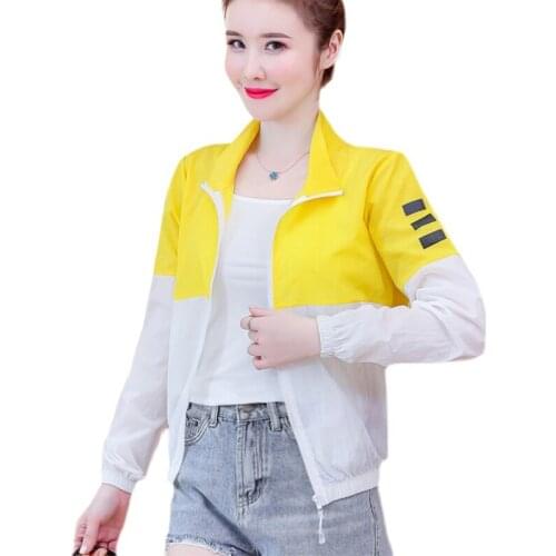 2021 Korean Summer Print Basic Jacket Women Zipper Coats Long Sleeve Thin Bomber Jackets Female High Quality Sunscreen Clothes