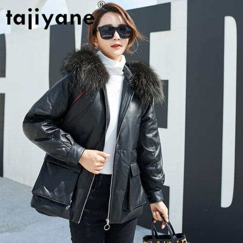 Tajiyane Real Sheepskin Jacket Women 90% White Duck Down Coats Woman 100%raccoon Fur Collar Hooded Parkas Mujeres Abrigos TN1665