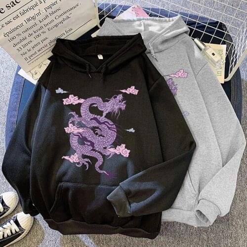 Autumn and Winter Candy Color Dragon Print Sweatshirt Women Hoodie Cute Hip Hop Kawaii Harajuku Oversized Womens Tops