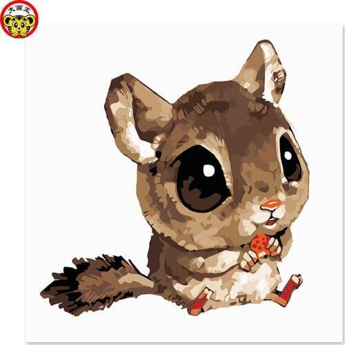 Painting by numbers art paint by number Big eyes squirrels Adorable cute Draw on canvas Digital Painting Famous paintings Abstra