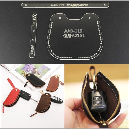 1 Set DIY Acrylic Stencil Leather Template Handwork Leathercraft Sewing Pattern Tools Accessory Key box Keyring 5*10*2cm