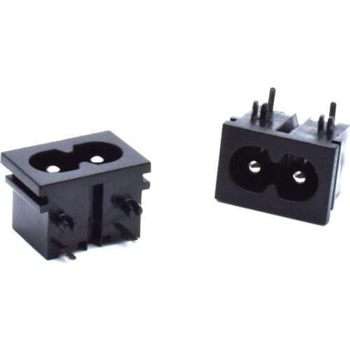 10Pcs Black Male Plug IEC320 C8 Power Socket Connector AC 250V 2.5A Right Angle