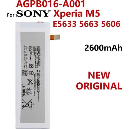 100% Genuine 2600mAh AGPB016-A001 Battery For Sony Xperia M5 E5603 E5606 E5653 E5633 E5643 E5663 E5603 E5606 Batteria Batteries