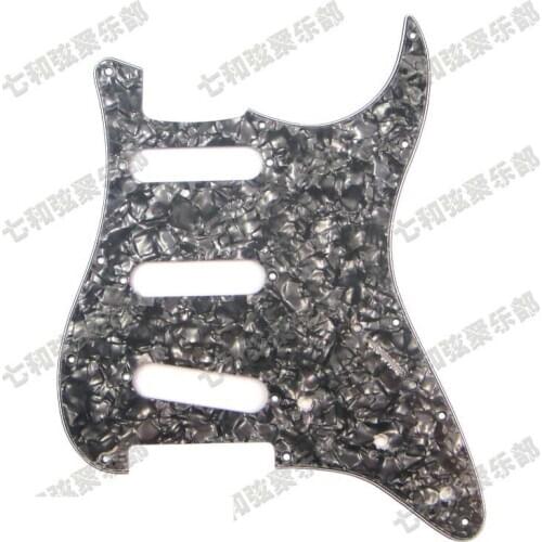 11 Hole Black Pearl 3 Ply SSS Electric Guitar Pickguard Anti-Scratch Plate ,3S Electric Guitar Pickguard