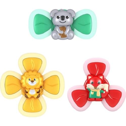 3pcs Baby Bath Toys For Kids Spinner Toy Cartoon Animal Rotating Suction Cups Eating Suction Cups Dining Chairs Toys For Baby