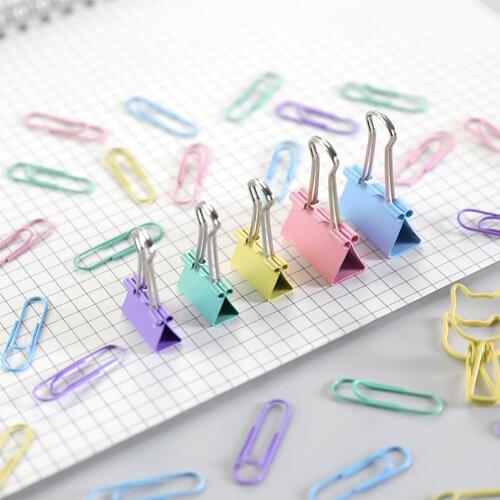 84pcs Metal Paper Clip 45x25mm 35x20mm 25x20mm 35x17mm 30x7mm Foldback Metal Binder Clips Clamps Paper Document Stationery + Box