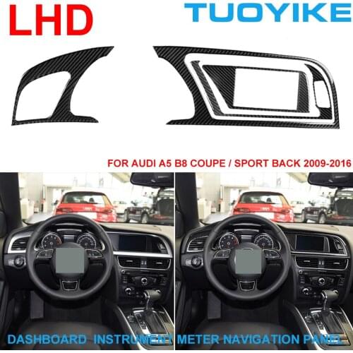 LHD RHD Car Real Carbon Fiber Dashboard Console Central Instrument Panel Sticker Trim Cover For Audi A5 B8 Coupe Sport Back 2009