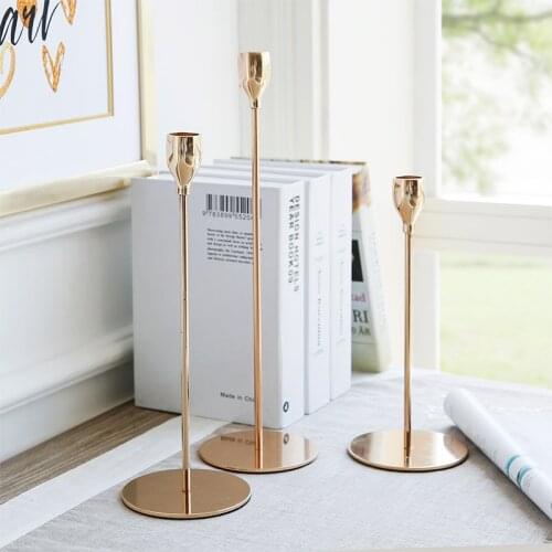 Shining Party Golden Metal Candle Holders Wedding Table Centerpieces Candlestick Christmas Party Christmas Bar Home Decoration