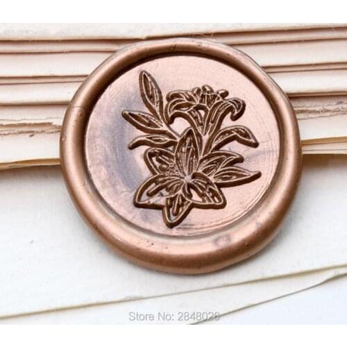 Lily Botanical Seal Stamp,plant seal stamp,Lily Wax Seal Stamp Kit,gift packing Floral seal