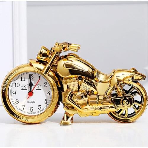 Motorcycle Shape Alarm Clock Ornament Fashion Plastic Gold Black Creative Alarm Clock Student Bedside Clock Home Decoration