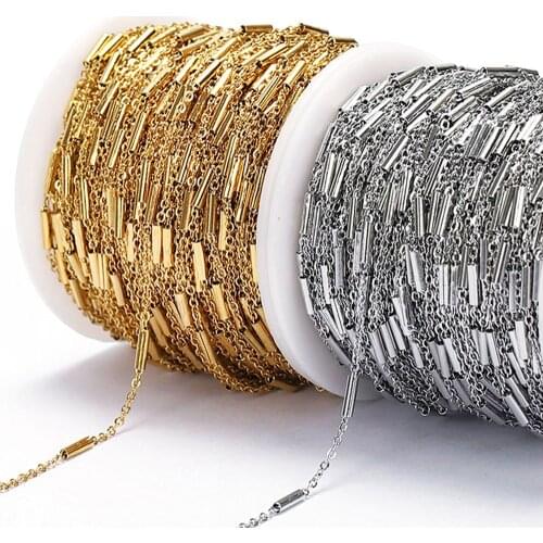 2meters Stainless Steel Necklace Chain Tube Gold Chain Accessories for Bracelets Jewelry Making Components Handmade DIY