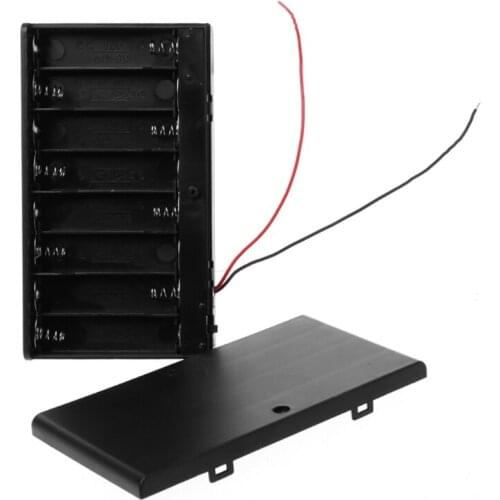 DIY Box Holder Case With Cover ON/OFF Switch Wire For 8x 1.5V AA Battery DC 12V