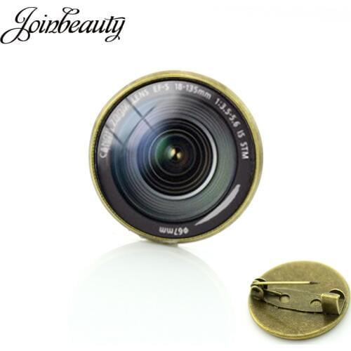 JOINBEAUTY Photography Camera Lens Brooches DSLR Lenses Art Picture Glass Cabochon Dome Badge Popular Pins Jewelry Gifts T371