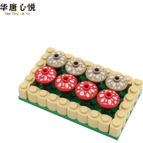 MOC City Plant Series Crop Farm Mushroom Field Building Blocks Assembly Accessory Set Educational Toy Kids Gift Cities Model Kit