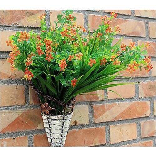 Artificial Vase Basket for Flower Arranging Triangle Wall Hanging Iron Rattan Wall Hanging Flower Holder Interior Decoration