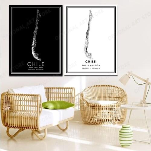 World Map CHILE City Picture Poster Wall Art Canvas Print Painting Bedroom Playroom Home Decor