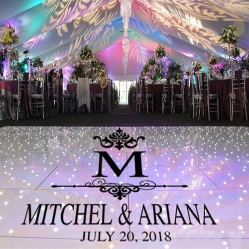 Classic Damask Dance Floor Decal - Wedding Day -Personalized Bride Groom Names Last Name Initial Vinyl Lettering J925