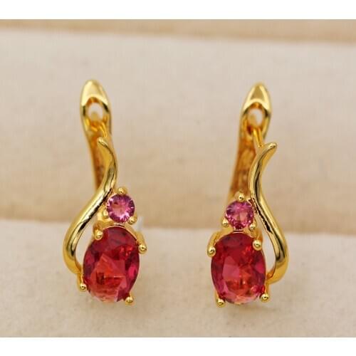 Classic Luxury Hoop Earrings for Women Gold Filled Earring With purple Zircon Jewelry Accessories Women Anniversary Engagement