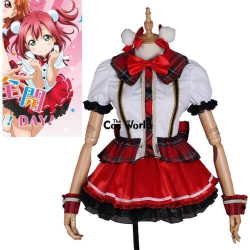 Love Live Sunshine Aqours CYaRon Concert Ruby Kurosawa Short Sleeve Shirt Dress Uniform Outfit Anime Cosplay Costumes