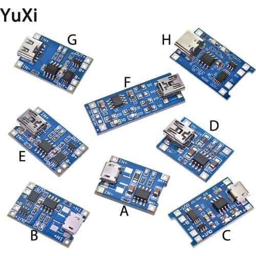 Micro TYPE-C Mini USB Connector 5V 1A 18650 TP4056 Lithium Battery Charger Module Charging Board With Protection Dual Functions