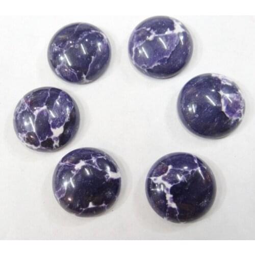 Wholesale 20PCS quality Natural Stone round 18MM Cabochons No hole purple Beads for DIY Jewelry Making Ring Earring Accessories