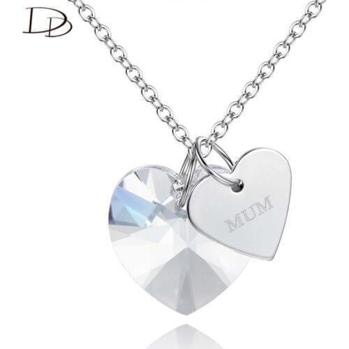 DODO Big Transparent Austrian Crystal Heart And Small Iron Piece Pendants Necklace For Women Best Gift Silver Color Bijoux N120