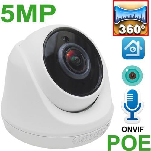 JIENUO 5MP Panoramic POE Camera IP 1.7mm Lens HD Cctv Security Surveillance Built-in Mic Infrared Video IPCam Indoor Home Camera