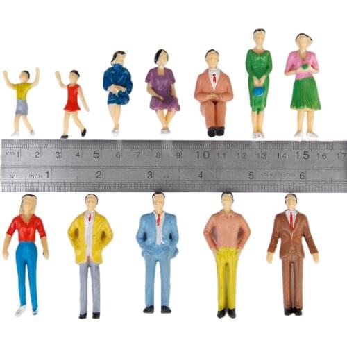 Lot 50pcs Model Train Men Women People Painted Figures Passenage 1/30 Scale