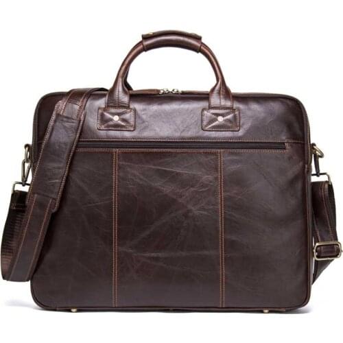 Casual leather business briefcase can hold 14-inch laptop bag and large capacity mens shoulder bag