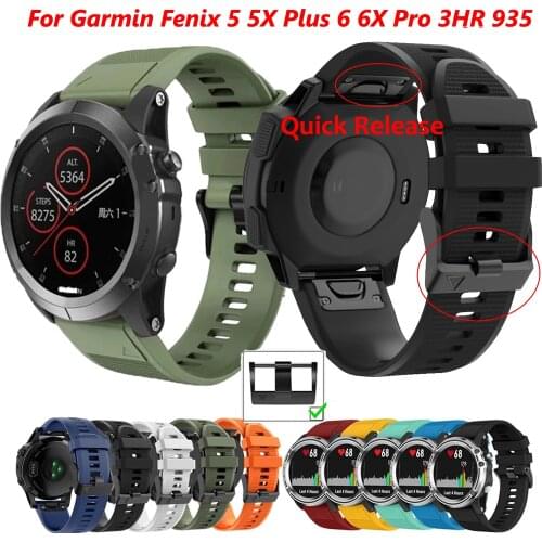 26 22mm Sport Silicone Watchband Wriststrap For Garmin Fenix 6X 6 6S Pro 5X 5 5S Plus 3HR Easy Fit Quick Release Bracelet Correa