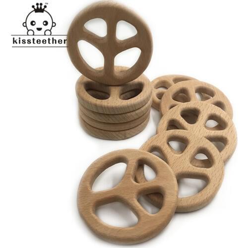 Handmade Wooden Safe Baby Teether Pendent Organic Natural Beech Wooden Animal Toy DIY Jewelry Making Accories