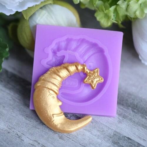 Silicone Molds Cute Moon Sugar Molds Chocolate Mold Lace Mold for Cake Decorations Moulds Silicone Rubber PRZY Eco-friendly