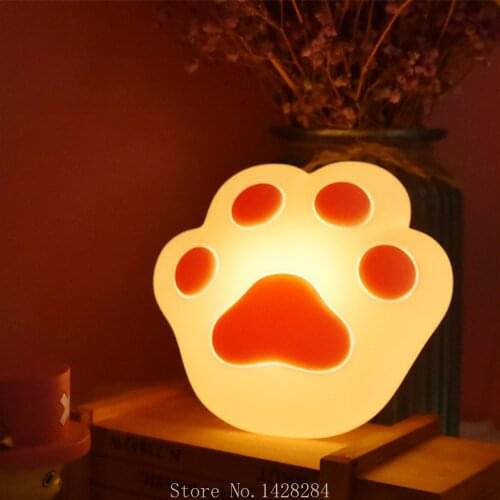 Xiaomi Cute Cats Paw Silicone Night Light USB Rechargeable Magnetic Wall Lamp Childrens Gift Bedroom Bedside Sleeping Lamp